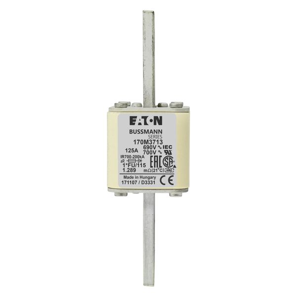 Fuse-link, high speed, 125 A, AC 690 V, compact size 1, 45 x 45 x 148 mm, aR, IEC, UL image 8