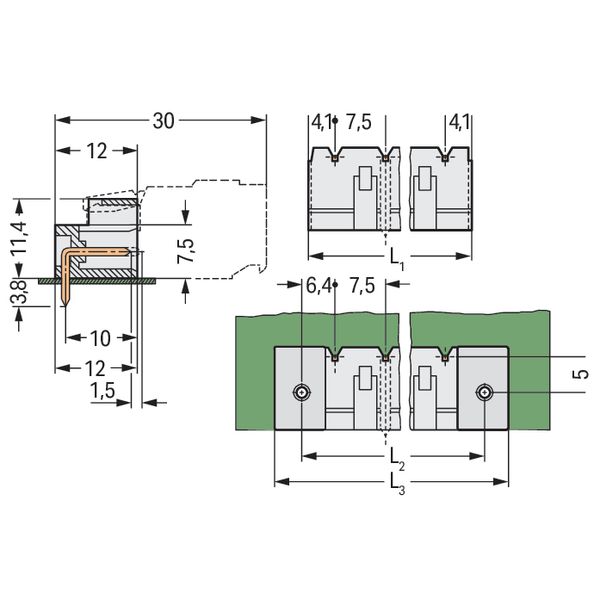 THT male header 1.2 x 1.2 mm solder pin angled light gray image 5