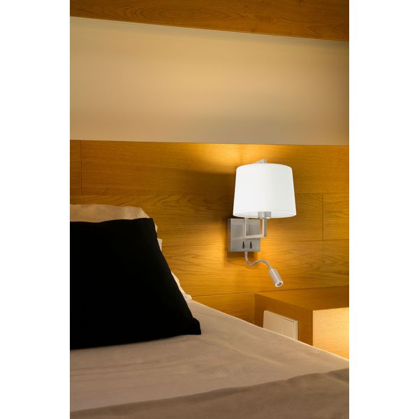 FRAME MATT NICKEL WALL LAMP WITH LED READER WHITE image 2