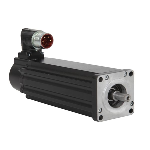 Servo Motor,Low Inertia,480V AC,100mm Bolt Circle Frame Size,1 (One) Magnet Stack,6000 RPM Rated Speed,Multi turn Encoder,Keyless Shaft,SpeedTec Right Angle DIN,No Holding Brake,IEC Metric Mounting Flange,Standard image 1