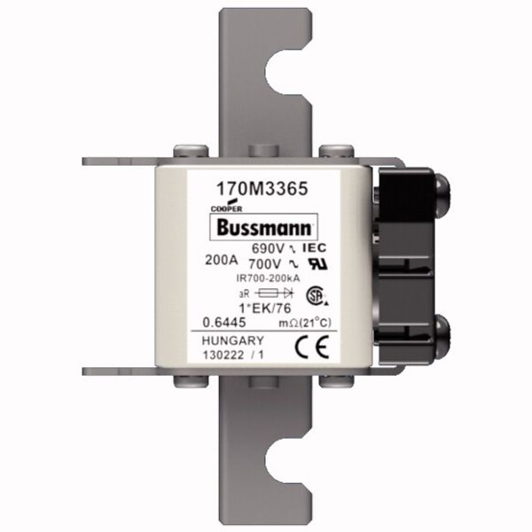 Fuse-link, high speed, 200 A, AC 690 V, compact size 1, 45 x 59 x 102 mm, aR, IEC, UL, single indicator image 1