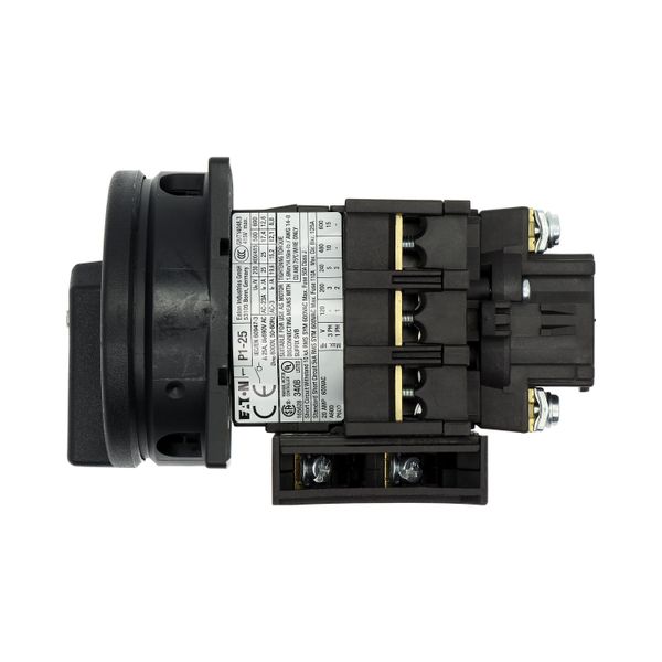 Main switch, P1, 25 A, flush mounting, 3 pole, 1 N/O, 1 N/C, STOP function, With black rotary handle and locking ring, Lockable in the 0 (Off) positio image 19