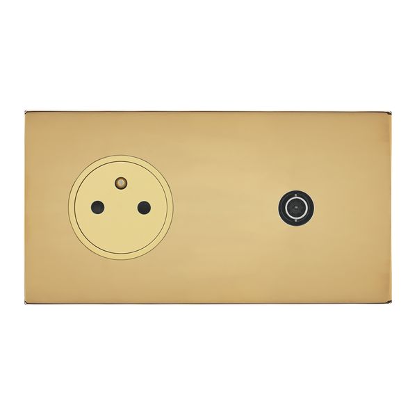 Art d'Arnould universe Epure 2P+E power socket and television socket - mirror gold image 1