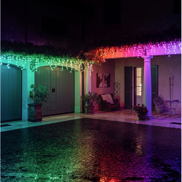 190L 4.3MM diffuse flat RGB lens light icicle, 2-4-6-2-5  lamps, 5 meters long, 10cm lamp spacing, Transparent wire, BT+WiFi, Gen II, IP44, Plug F image 2
