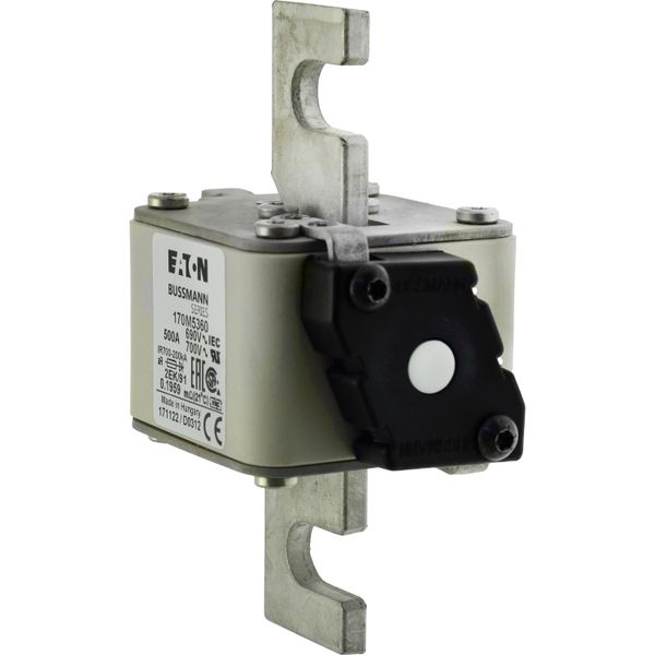 Fuse-link, high speed, 500 A, AC 690 V, size 2, 61 x 77 x 126 mm, aR, IEC, UL, single indicator image 5