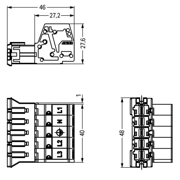 Plug with strain relief housing 5-pole black image 2