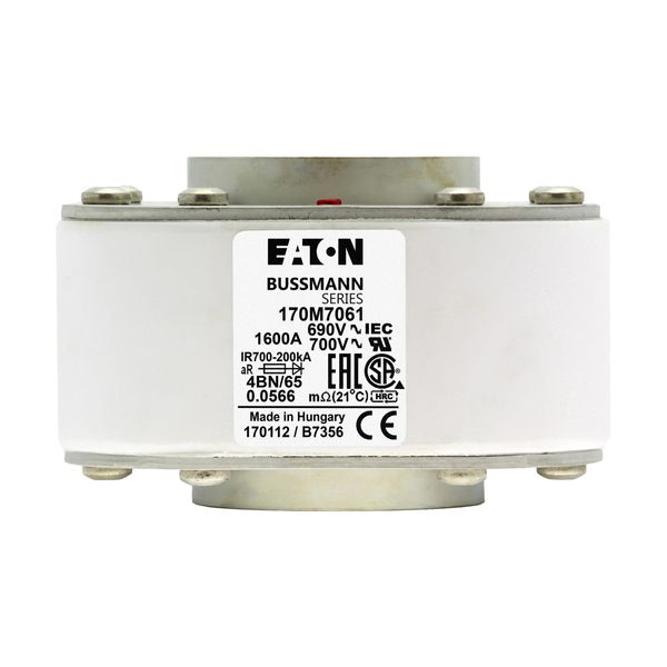 Fuse-link, high speed, 1600 A, AC 690 V, size 4, 67 x 105 x 105 mm, aR, IEC, single indicator image 7