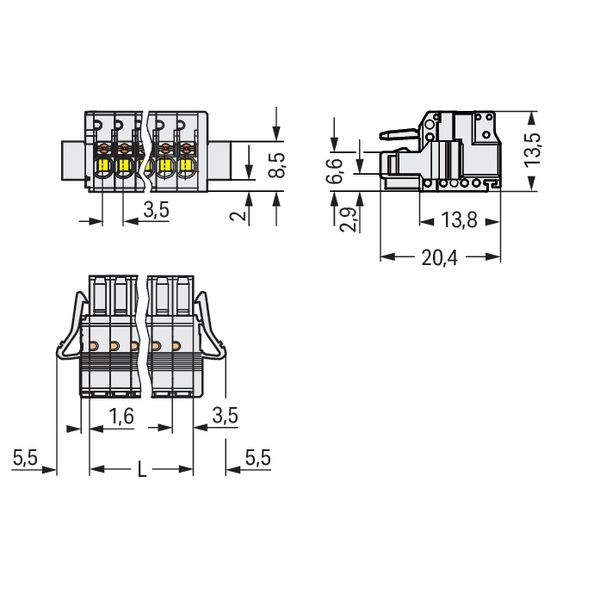 1-conductor female connector push-button Push-in CAGE CLAMP® light gra image 4