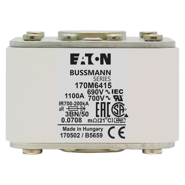 Fuse-link, high speed, 1100 A, AC 690 V, size 3, aR, IEC, UL, single indicator image 14