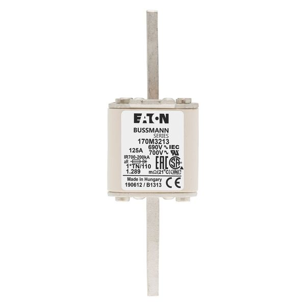 Fuse-link, high speed, 125 A, AC 690 V, compact DIN 1, 45 x 58 x 134 mm, aR, DIN, IEC, single indicator, 80 mm centres image 5