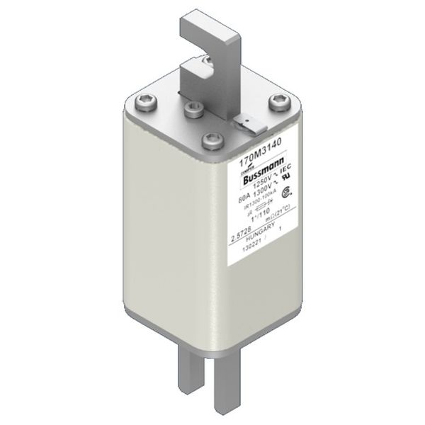 Fuse-link, high speed, 80 A, AC 1250 V, compact size 1, 45 x 45 x 138 mm, aR, DIN, IEC, single indicator image 1