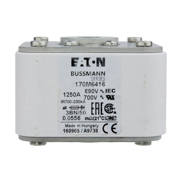 Fuse-link, high speed, 1250 A, AC 690 V, size 3, aR, IEC, UL, single indicator image 7