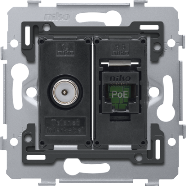 Combination coax with RJ45 connection UTP cat. 6, PoE++ ready, flat mo image 1