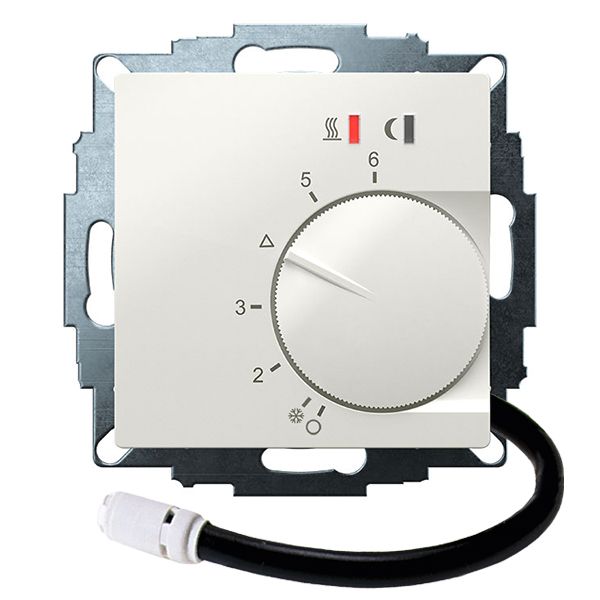 UP controller 5-30C with limiter function. 10-40C, RAL9010 glossy 55x55, AC 230V, 16 A 1 NO contact, PWM / 2 point control, switch, TA, display, sensor image 1