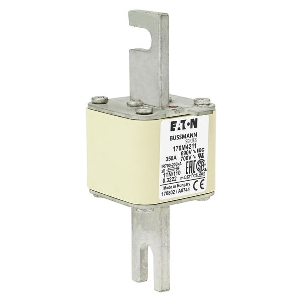 Fuse-link, high speed, 350 A, AC 690 V, DIN 1, 53 x 66 x 138 mm, aR, DIN, IEC, type T indicator image 16