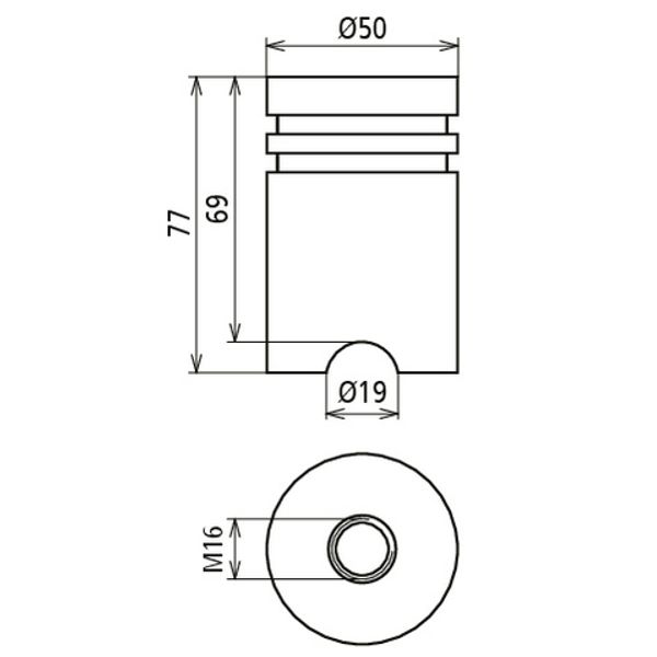 Stainless steel earthing bridge with M16 thread D 50mm H 77mm image 2