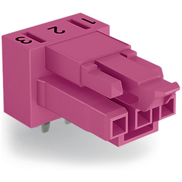 Socket for PCBs angled 3-pole pink image 2