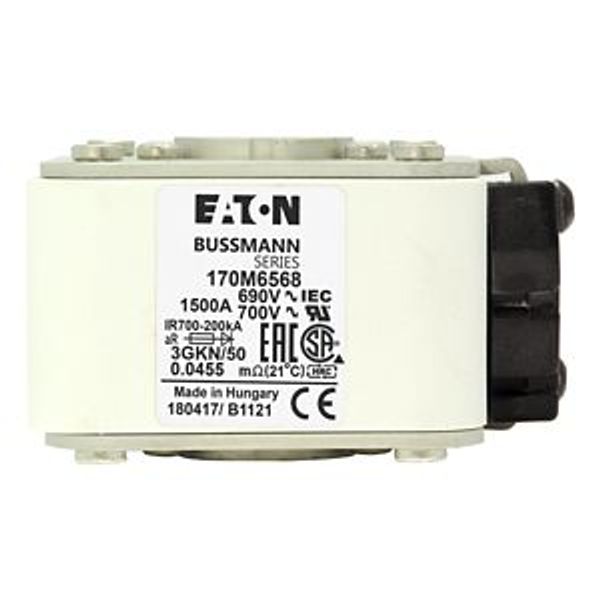 Fuse-link, high speed, 900 A, AC 1000 V, size 3, 76 x 92 x 75 mm, aR, IEC, single indicator image 4