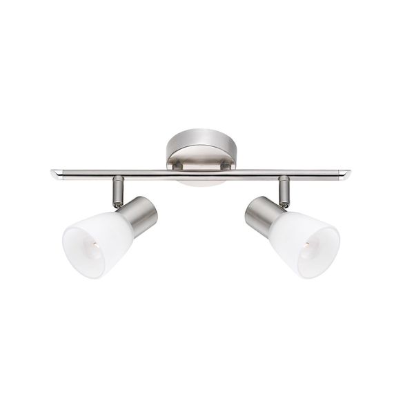 Opal Glass   Satin Nickel Metal  LED E14 2x5 Watt 230 Volt   IP20 Bulb Excluded  L: 34.2 W: 7.8 H: 16.2 cm Rotating & Adjustable image 1