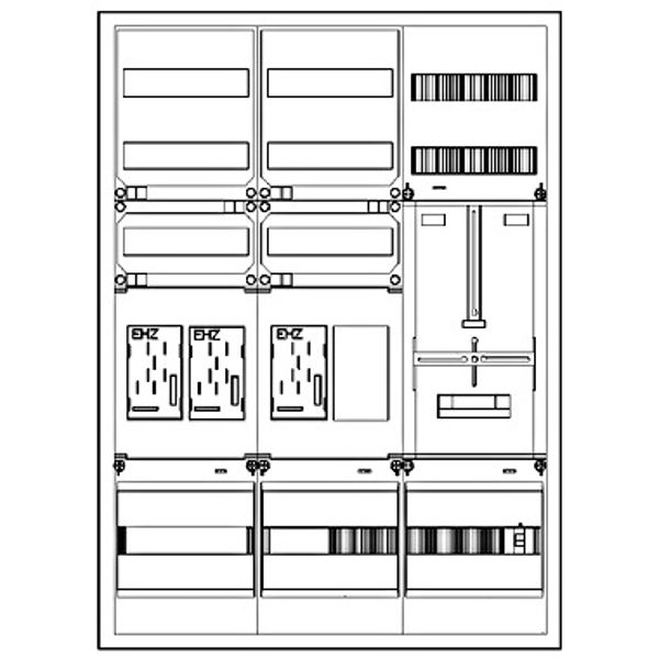 Z„hlerverteiler 3xZF, eHZ, H=1100 B=800 T=210mm, 1xTSG image 1