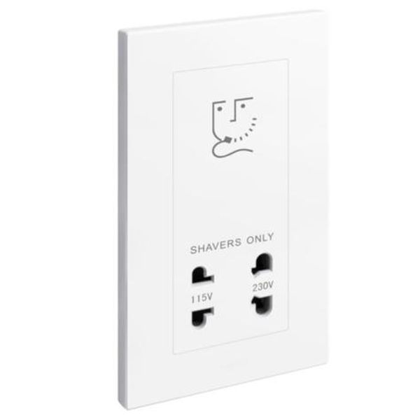 Galion - 2 gangs shaver socket outlet - 2 outputs 110 and 230 volts - White image 1