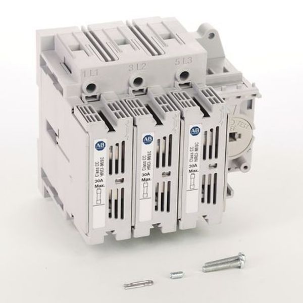 Allen-Bradley 194R-C30-1753S-PYN1 194R Fused and Non-Fused Disconnected Switches, Kitted, CC fuse, 30 A, 3 Pole194R-PY Standard Red/Yellow Handle 3/3R/4/4X/12, NFPA79 Handle with R1 Shaft (12 in) and Guard Tube image 1