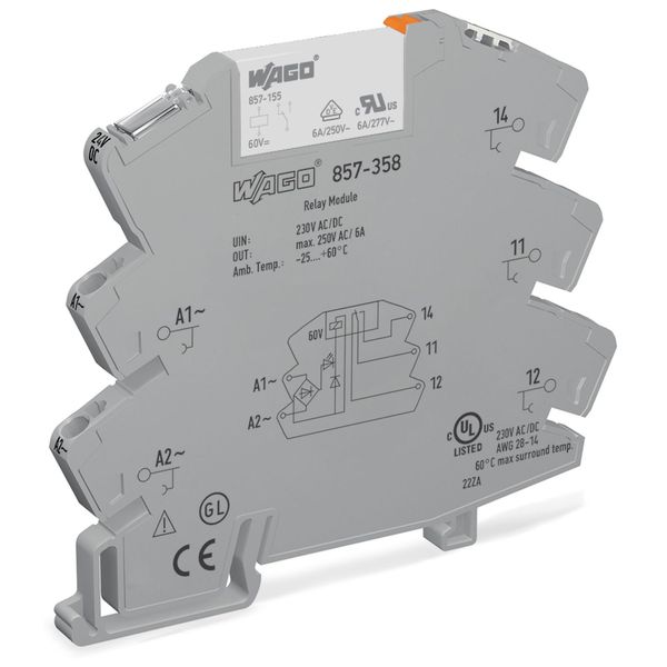 Relay module Nominal input voltage: 230 V AC/DC 1 changeover contact g image 2