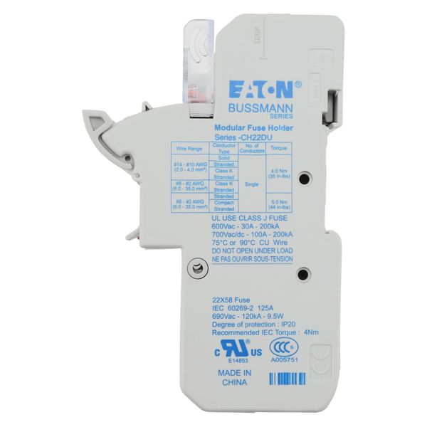 Fuse-holder, low voltage, 125 A, AC 690 V, 22 x 58 mm, 3P, IEC, UL image 30
