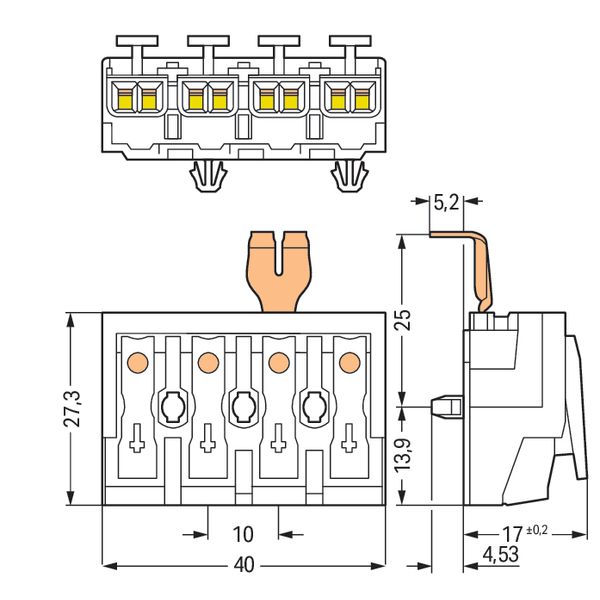 Lighting connector push-button, external with snap-in ground contact w image 6