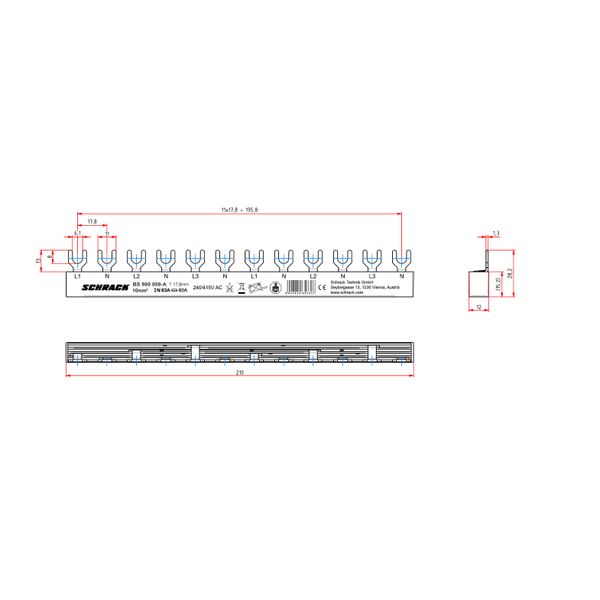 Busbar, 6 x MCB 1+N, 4-pole, 12MW, 10mmý image 10