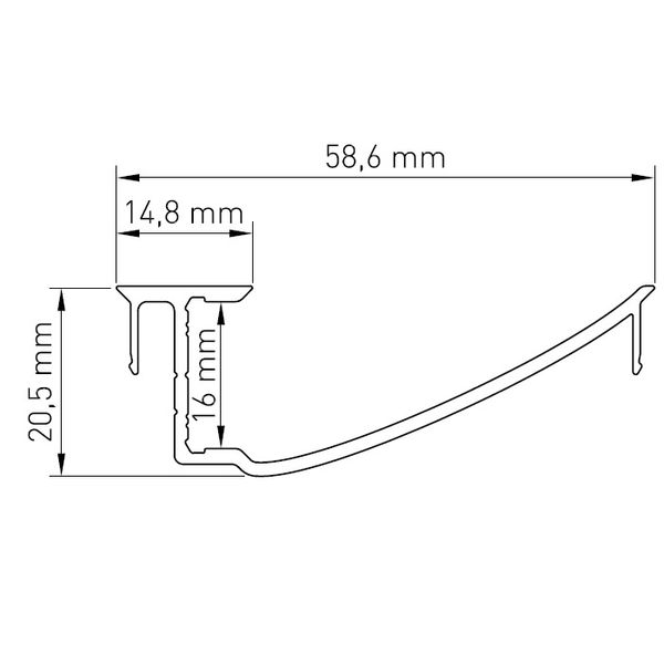 Aluminium profile SLW smooth L-2000mm W-58,6mm H-20,5mm image 4