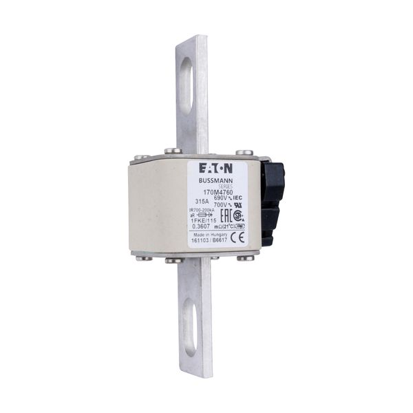 Fuse-link, high speed, 315 A, AC 690 V, size 1, 53 x 69 x 136 mm, aR, IEC, UL, single indicator image 14