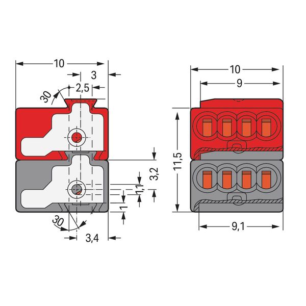 4-conductor modular PCB connector PUSH WIRE® 0.8 mm Ø dark gray/red image 4