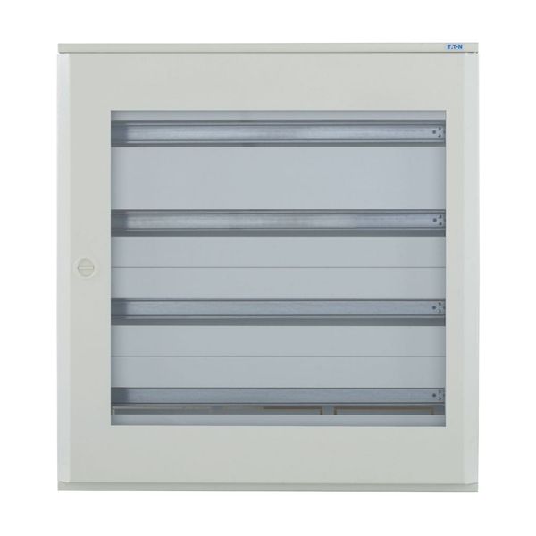 Complete surface-mounted flat distribution board with window, white, 33 SU per row, 4 rows, type C image 5