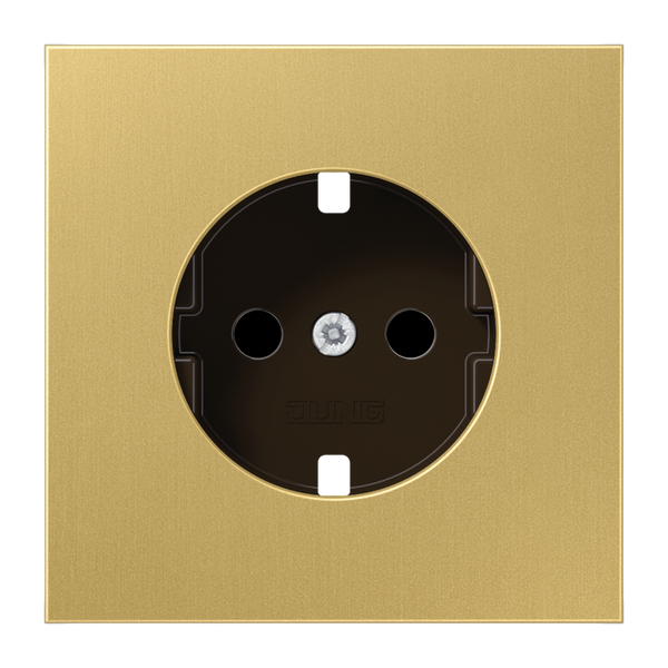 Cover for SCHUKO® sockets, integrated increased contact protection, SAFETY+, brass, LS series, brass classic image 1