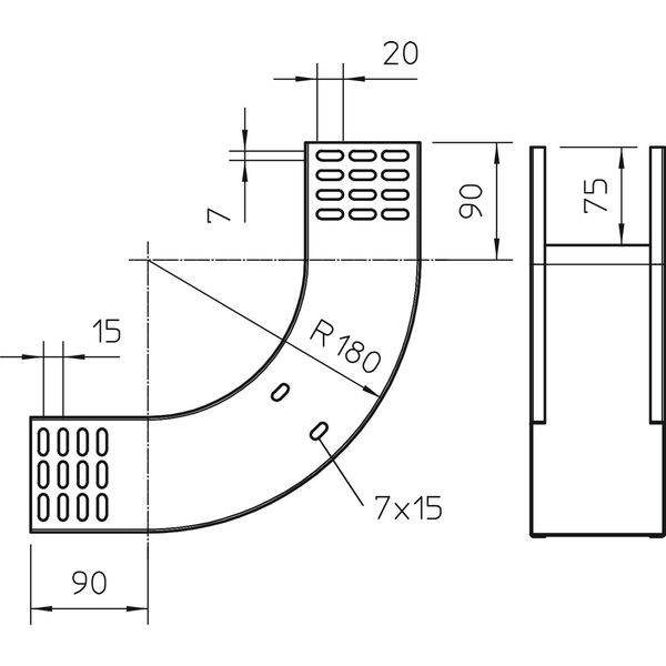 RBV 820 S FS 90° vertical bend rising 85x200 image 2