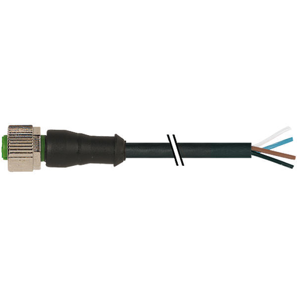 M12 female 0° B-cod. with cable PUR 4x0.34 bk 10m image 1