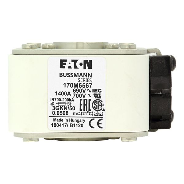 Fuse-link, high speed, 1400 A, AC 690 V, size 3, 76 x 92 x 53 mm, aR, IEC, UL, type K indicator image 13