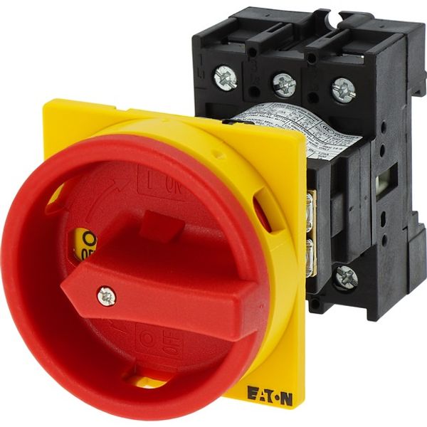 Main switch, P1, 25 A, rear mounting, 3 pole, Emergency switching off function, With red rotary handle and yellow locking ring, Lockable in the 0 (Off image 5
