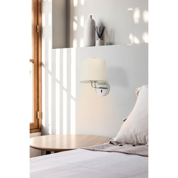 MONTREAL CHROME WALL LAMP BEIGE LAMPSHADE image 2