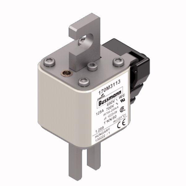 Fuse-link, high speed, 125 A, AC 690 V, compact DIN 1, 45 x 59 x 104 mm, aR, DIN, IEC, single indicator image 3