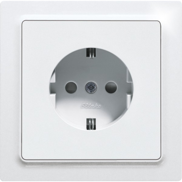 German Socket (Type F) DSS with socket outlet front in E-Design55, polar white glossy image 1
