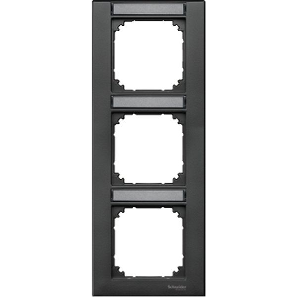 M-Plan frame, 3-gang for labelling, vertical installation, anthracite image 2