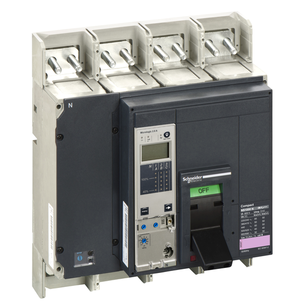 circuit breaker ComPact NS1000N, 50 kA at 415 VAC, Micrologic 2.0 A trip unit, 1000 A, fixed,4 poles 4d image 4