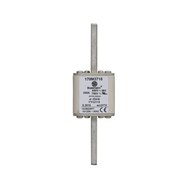 Fuse-link, high speed, 350 A, AC 690 V, compact size 1, 45 x 45 x 148 mm, aR, IEC, UL image 9