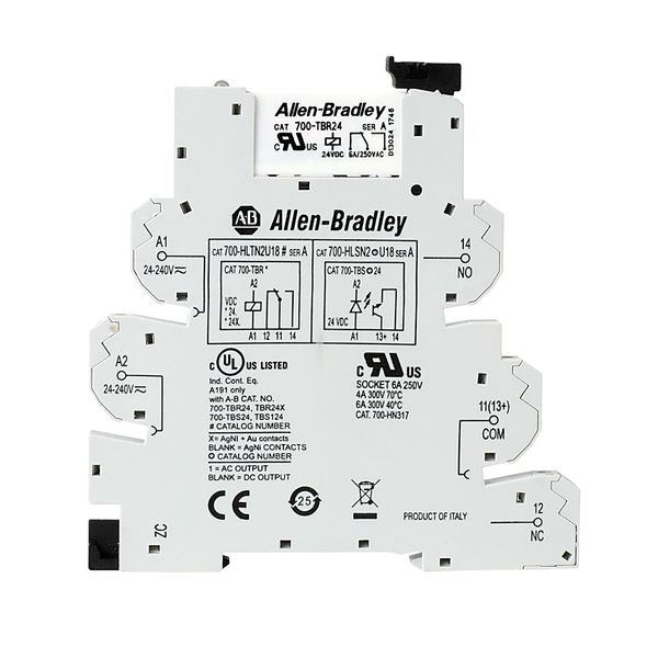 Terminal Block Relay, 1P, 6A, 220-240V AC/DC, Spring Clamp, Terminals image 1