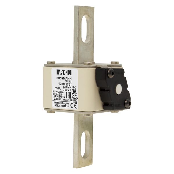 Fuse-link, high speed, 550 A, AC 690 V, size 2, 61 x 77 x 135 mm, aR, IEC, UL, single indicator image 12