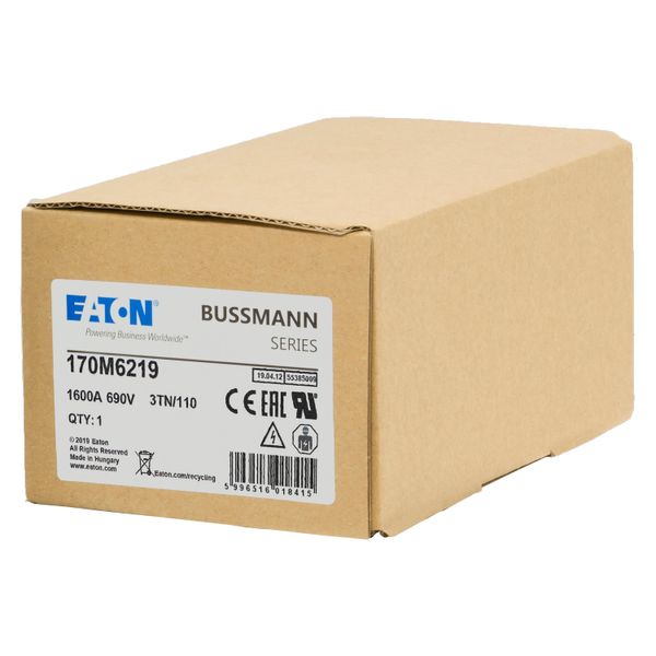 Fuse-link, high speed, 1600 A, AC 690 V, DIN 3, 76 x 90 x 139 mm, aR, DIN, IEC, type T indicator image 14