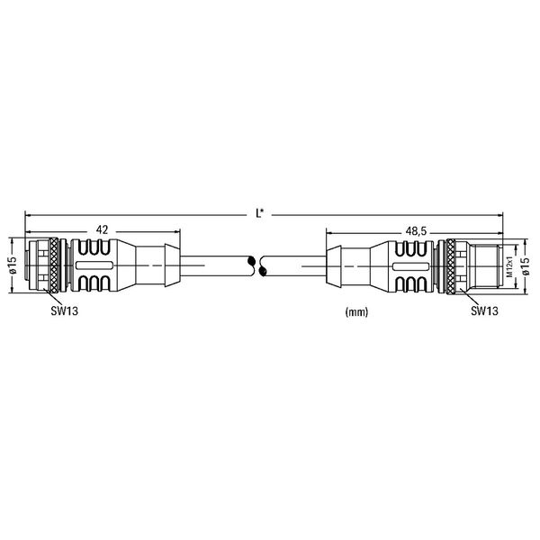 Sensor/Actuator cable M12A socket straight M12A plug straight image 2