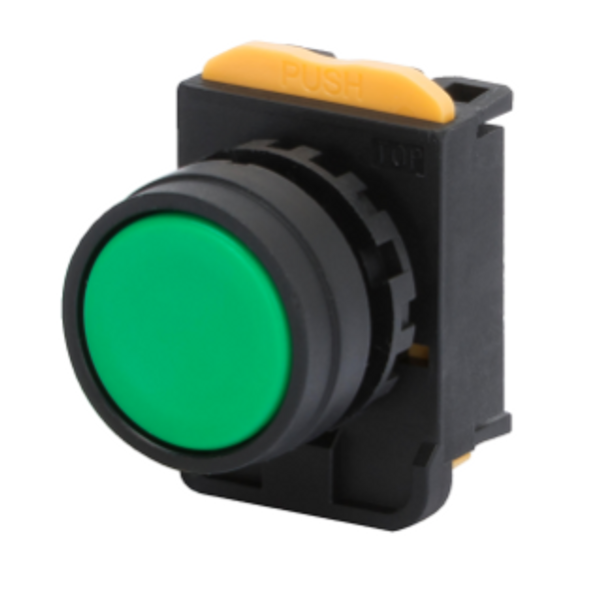 MOMENTARY PUSH-BUTTON WITH ROUND GUARD - GREEN image 1